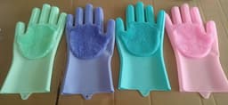 image-Silicone Cleaning Gloves - Grey, Heat Insulation, Multi-Purpose, One Size