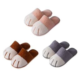 image-Youpu Plush Cat Paw Slippers - Light Gray Unisex 44-45