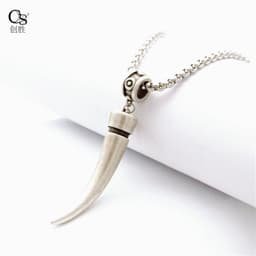 image-Punk Rock Patchwork Necklace - Ivory Stainless Steel