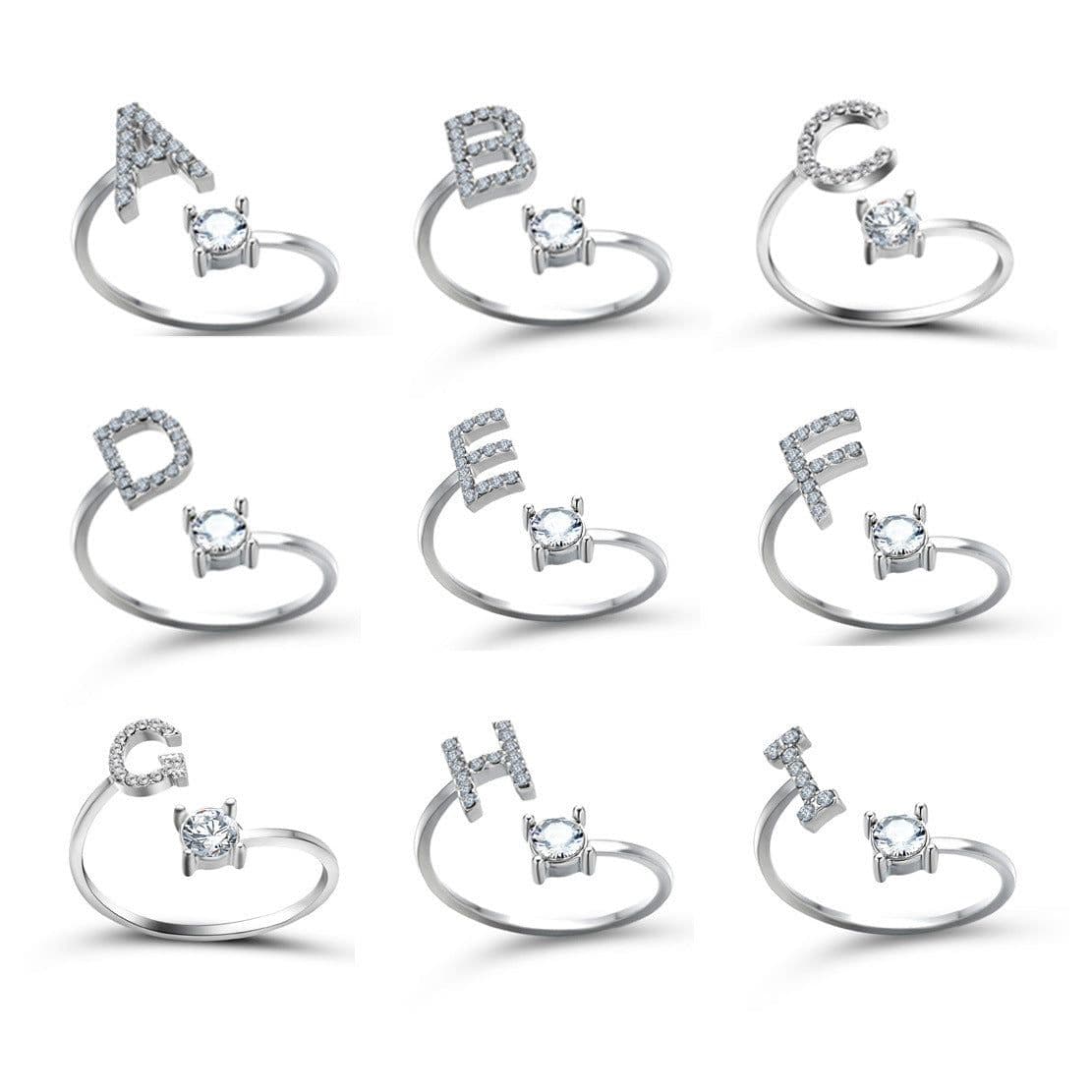 image-New Design Adjustable 26 Initial Letter Ring Fashion Jewelry For Women Simple Elegant Jewelry