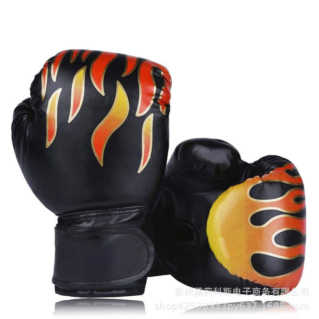 image-Customizable Flame Boxing Gloves for Kids & Adults - Durable Training Gloves