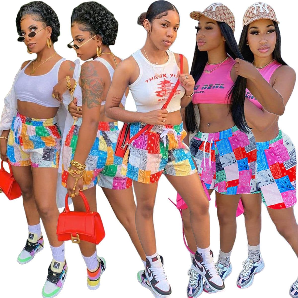 image-Women's Paisley Print Shorts - Casual Beach Pants XXXL