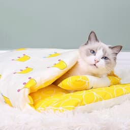 image-Japanese Cat Bed Warm Cat Sleeping Bag Deep Sleep Winter Removable Pet Dog Bed House Cats Nest Cushion with pillow