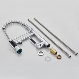 image-All-Copper Kitchen Faucet Pull-Out Brushed Sprayer