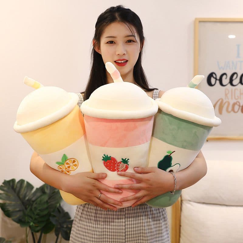 image-Milk Tea Plush Toy Pillow - Soft Cute Doll