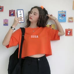 image-BT cropped Tops cropped loose fit cropped tee SUGA v jimin jin jungkook