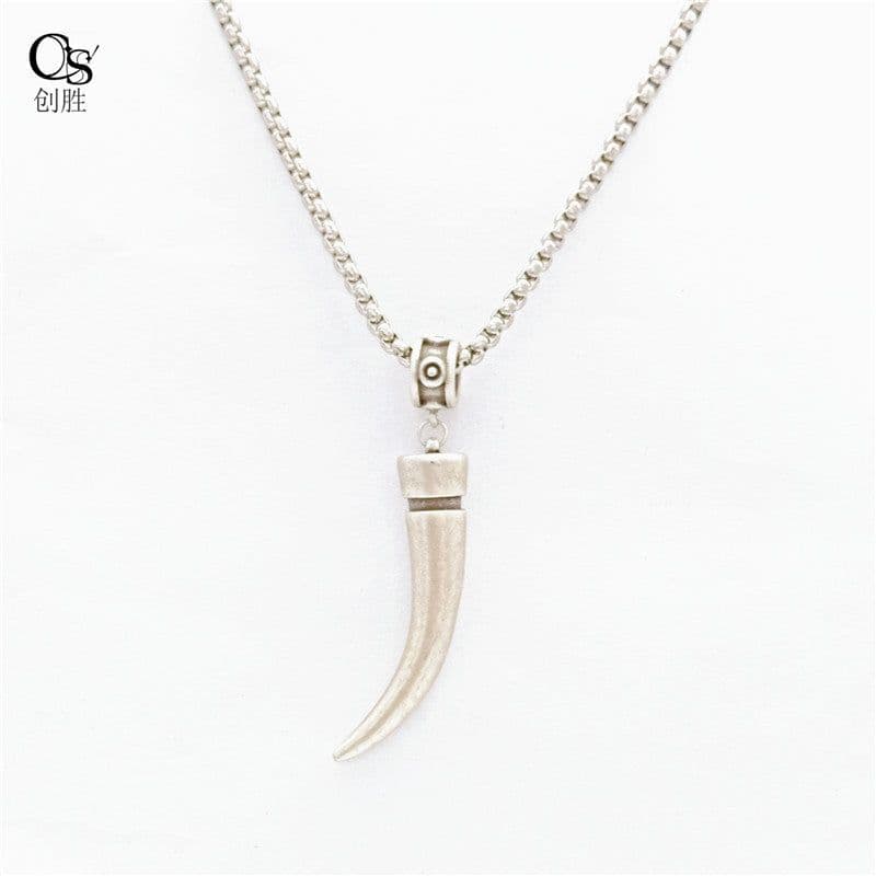 image-Punk Rock Patchwork Necklace - Ivory Stainless Steel