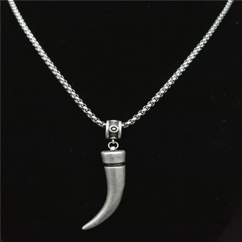 image-Punk Rock Patchwork Necklace - Ivory Stainless Steel