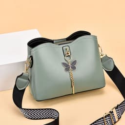 image-Women's PU Bucket Bag - Off White Messenger
