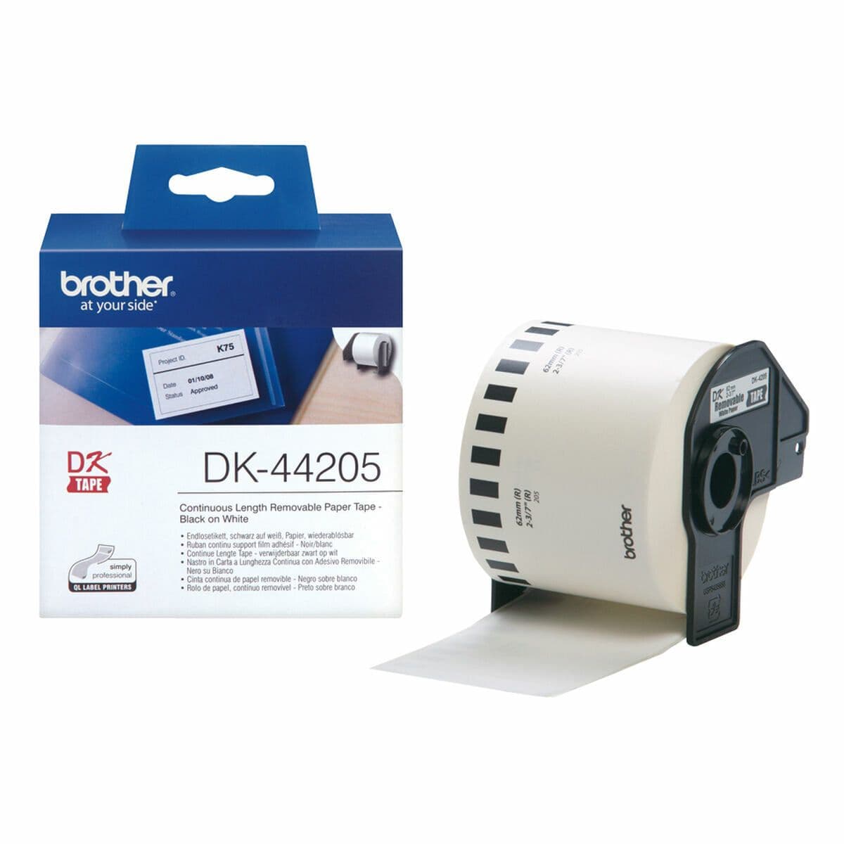 image-Printer Labels Brother DK-44205 62 mm x 15,24 m White Black/White (2 Units)