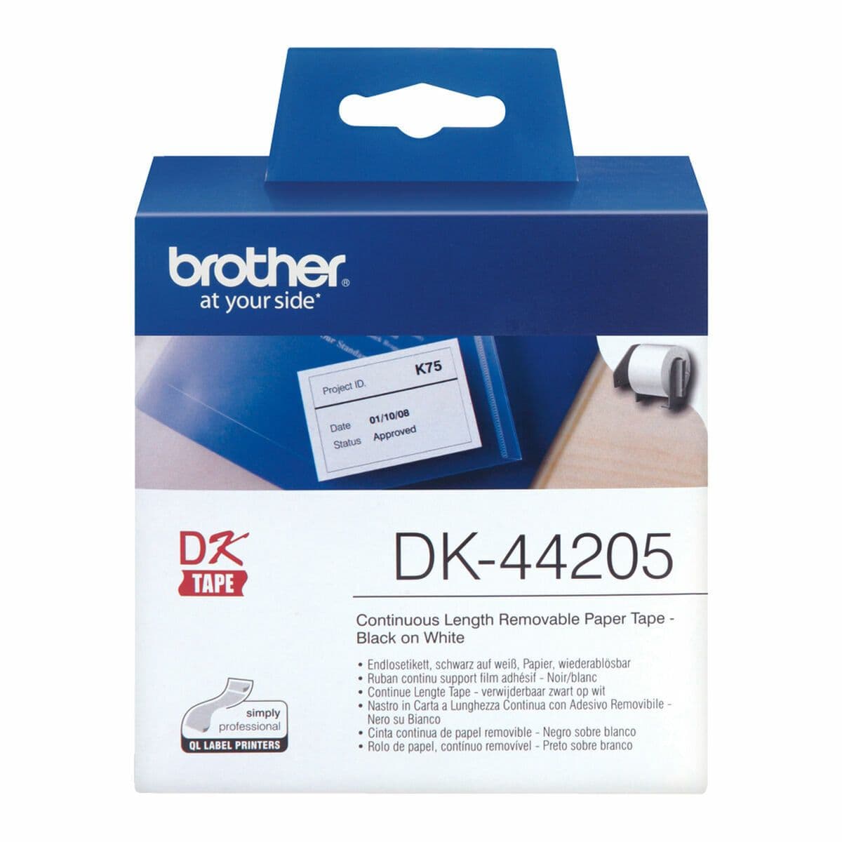 image-Printer Labels Brother DK-44205 62 mm x 15,24 m White Black/White (2 Units)