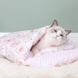 image-Japanese Cat Bed Warm Cat Sleeping Bag Deep Sleep Winter Removable Pet Dog Bed House Cats Nest Cushion with pillow