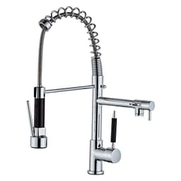 image-All-Copper Kitchen Faucet Pull-Out Brushed Sprayer