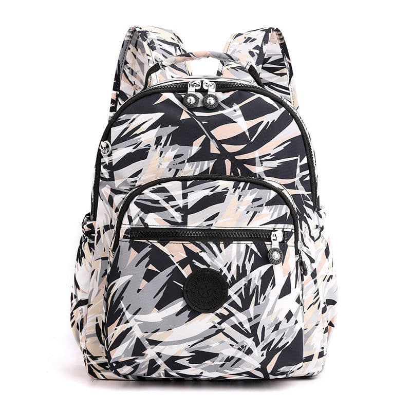 image-Jielangshi Nylon Backpack - Gray Bamboo Leaves