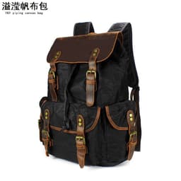 image-Unisex Retro Canvas Backpack - Army Green 20-35L