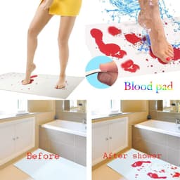 image-Color-changing bath mat Halloween foot mats Bloody bathroom color-changing floor mats turn red in water