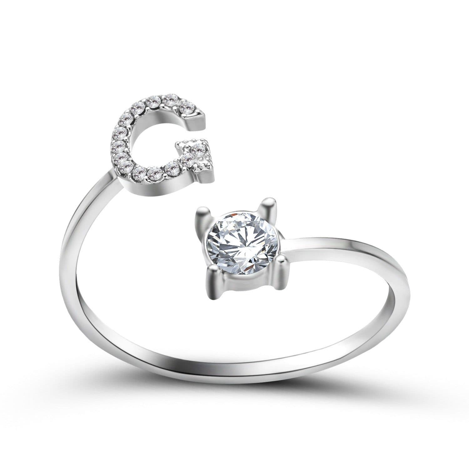 image-New Design Adjustable 26 Initial Letter Ring Fashion Jewelry For Women Simple Elegant Jewelry