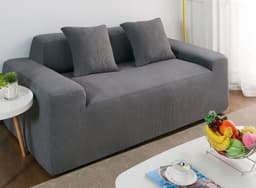 image-Waterproof Polar Fleece Solid Color Bomb Cover Sofa Slipcover Corner Case For Living Room 1 2 3 4 Seat