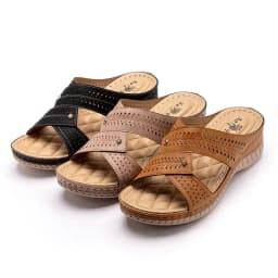 image-2022 new style sandals women's foreign trade explosion style wedge heel women's large size slippers cross-border mother shoes Roman style