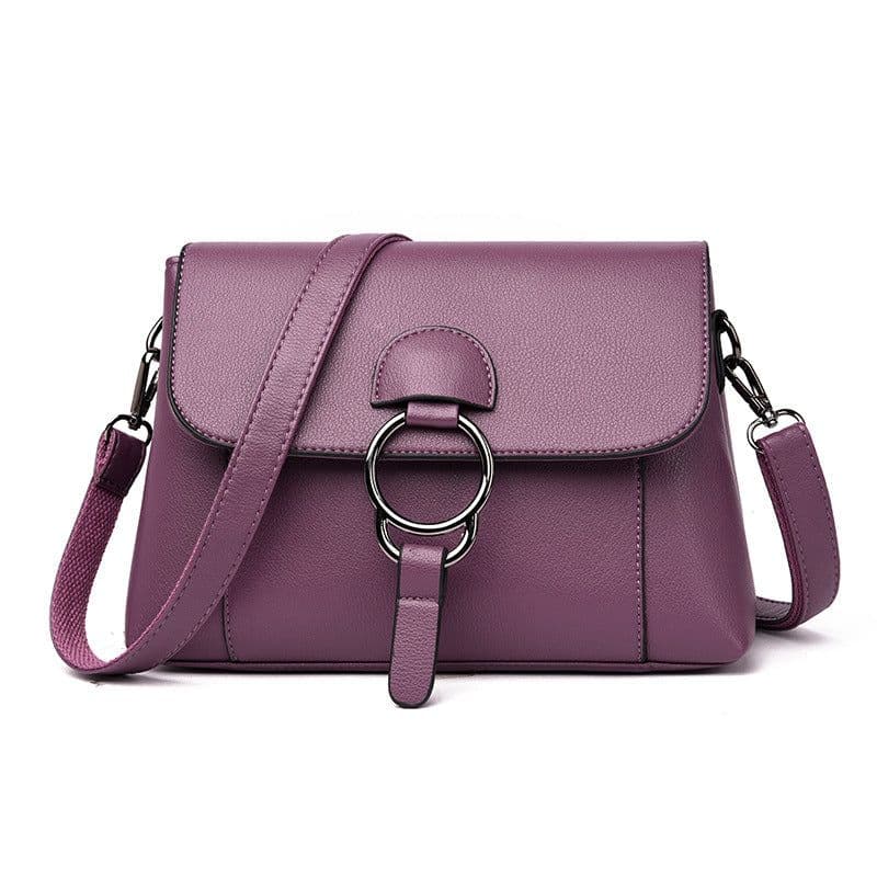 image-Women's Messenger Bag - PU Small Square Black