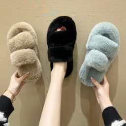 image-Fuzzy Slippers Women House Shoes Fluffy Bedroom Slippers