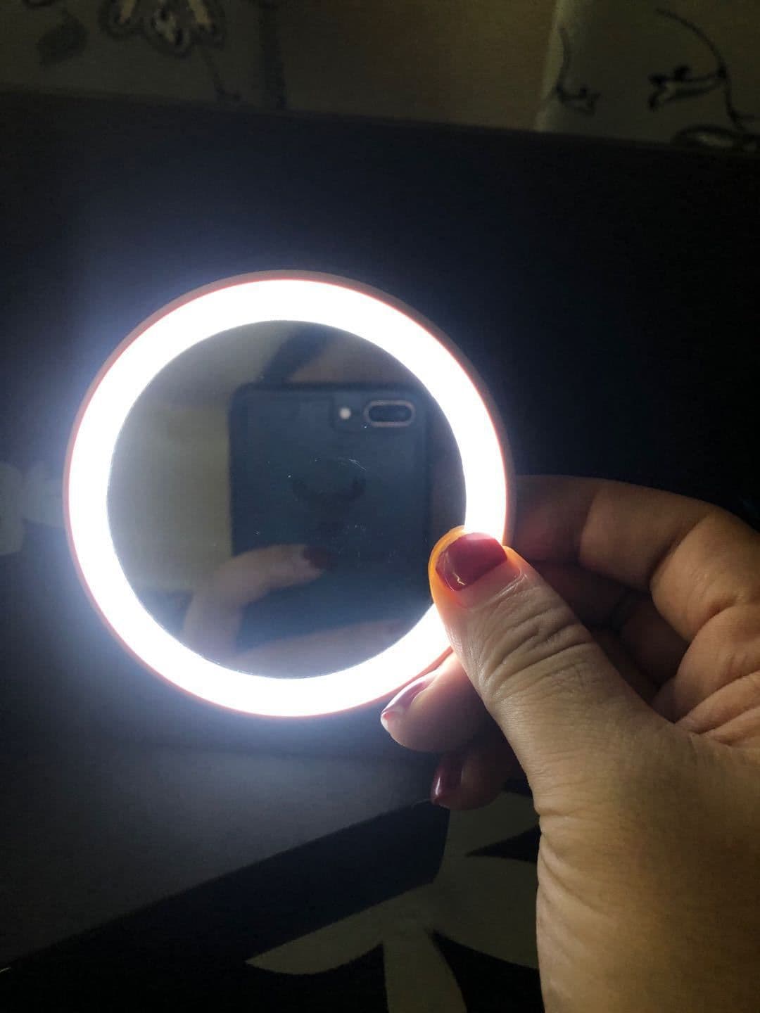 image-Mini LED Makeup Mirror - Portable Folding Round