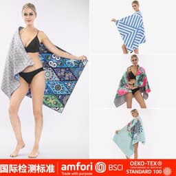 image-Thermal transfer wholesale bath towel European and American style fresh plant trend swimming beach mat towel adult double-sided velvet beach towel