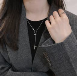 image-S925 Silver Custom Necklace Pendant Women Cross Japanese Korean Fashion Trend