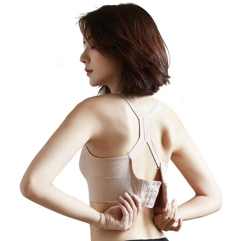 image-Cross-border foreign trade I-shaped butterfly beautiful back underwear gathered no steel ring sports bra girl wrapped chest tube top vest