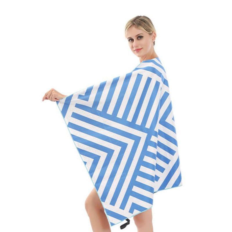 image-Thermal transfer wholesale bath towel European and American style fresh plant trend swimming beach mat towel adult double-sided velvet beach towel