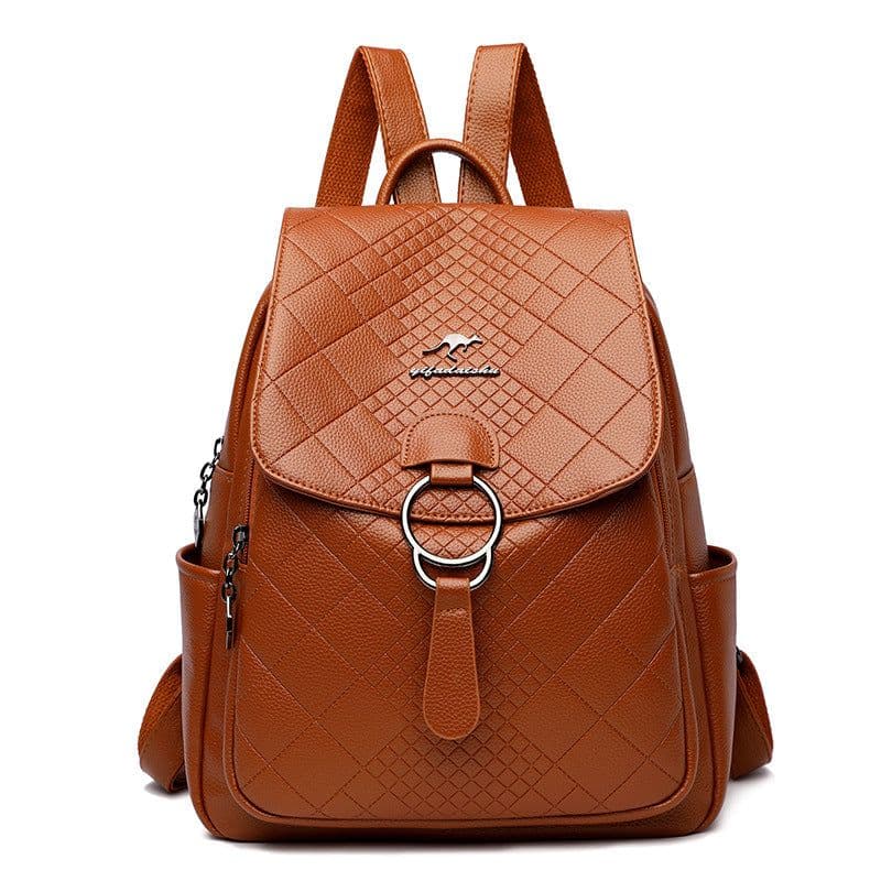 image-Women's Leather Backpack - 20-35L PU Korean Style