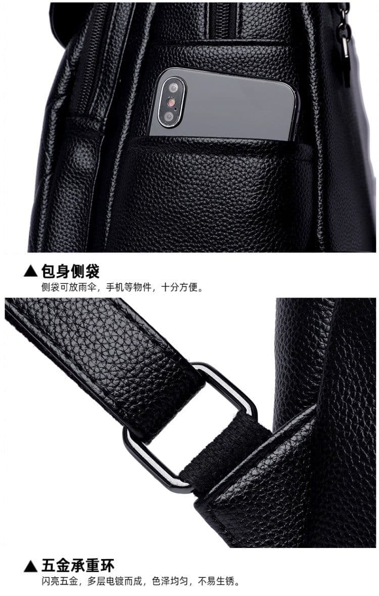 image-Women's Leather Backpack - 20-35L PU Korean Style