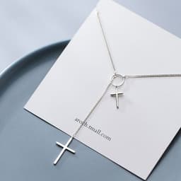 image-S925 Silver Custom Necklace Pendant Women Cross Japanese Korean Fashion Trend