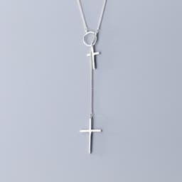 image-S925 Silver Custom Necklace Pendant Women Cross Japanese Korean Fashion Trend