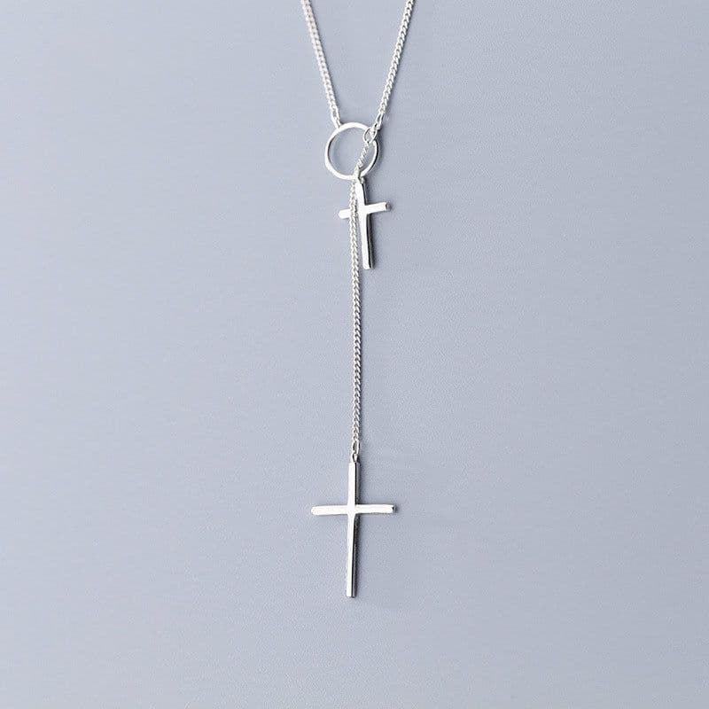 image-S925 Silver Custom Necklace Pendant Women Cross Japanese Korean Fashion Trend