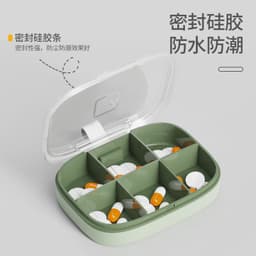 image-Upgraded Small Pill Box, 4/6 Grids, Green, Waterproof, Portable