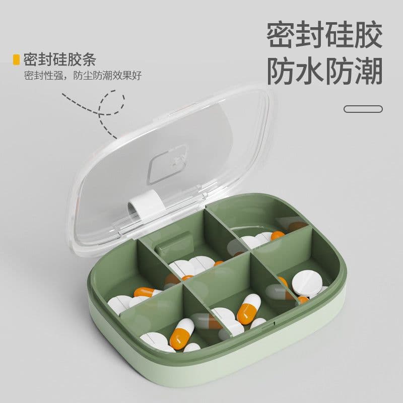 image-Upgraded Small Pill Box, 4/6 Grids, Green, Waterproof, Portable