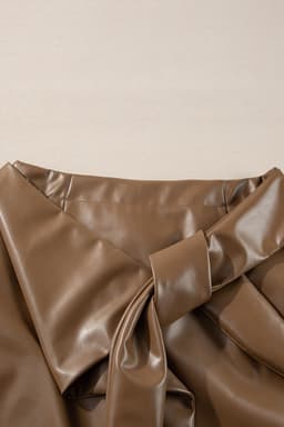 image-Faux Leather Bowknot Mini Skirt - Chic, Playful, 60" Length