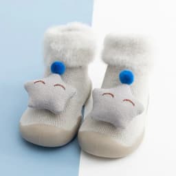 image-20 autumn and winter baby cartoon doll in tube flanging toddler winter thickening warm high-top socks and shoes non-slip let go