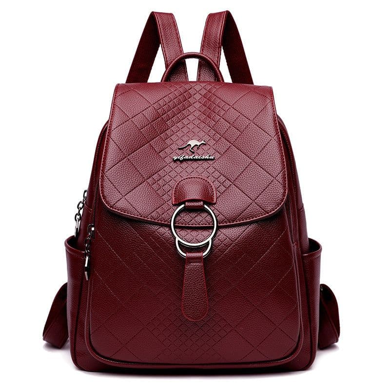 image-Women's Leather Backpack - 20-35L PU Korean Style