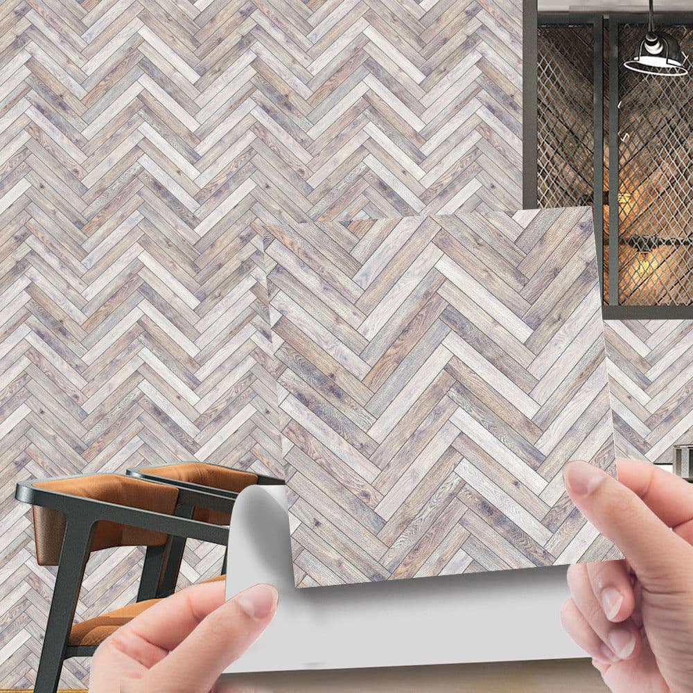 image-Imitation Wood Grain Tile Stickers 20x20cm PVC Modern Minimalist