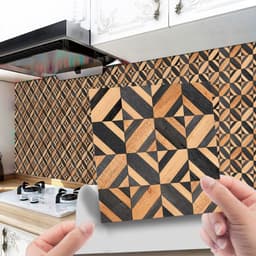 image-Imitation Wood Grain Tile Stickers 20x20cm PVC Modern Minimalist
