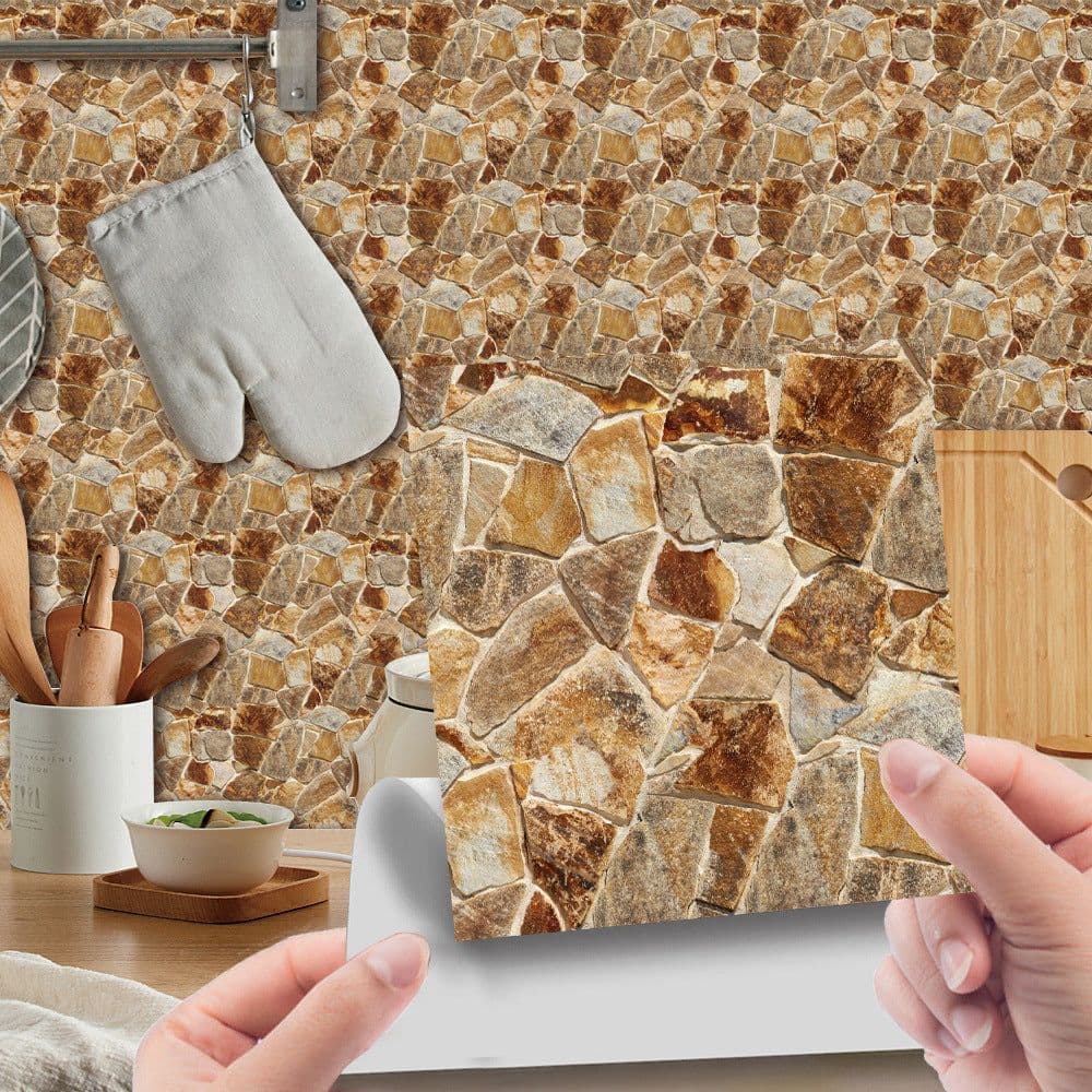 image-Imitation Wood Grain Tile Stickers 20x20cm PVC Modern Minimalist