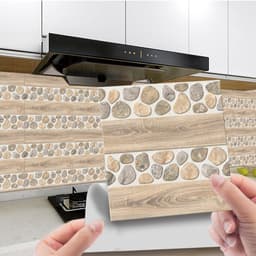 image-Imitation Wood Grain Tile Stickers 20x20cm PVC Modern Minimalist