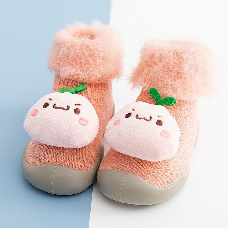 image-20 autumn and winter baby cartoon doll in tube flanging toddler winter thickening warm high-top socks and shoes non-slip let go