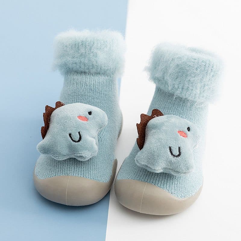 image-20 autumn and winter baby cartoon doll in tube flanging toddler winter thickening warm high-top socks and shoes non-slip let go