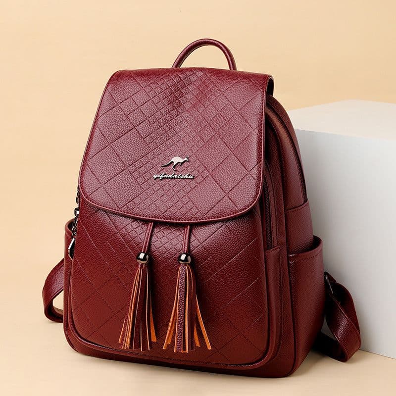 image-Women's Backpack PU Leather - Black Middle Size