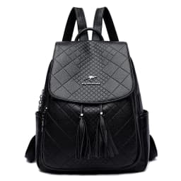 image-Women's Backpack PU Leather - Black Middle Size