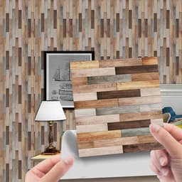 image-Imitation Wood Grain Tile Stickers 20x20cm PVC Modern Minimalist
