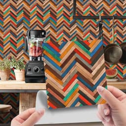 image-Imitation Wood Grain Tile Stickers 20x20cm PVC Modern Minimalist